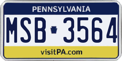 PA license plate MSB3564