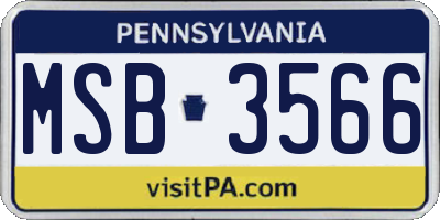 PA license plate MSB3566