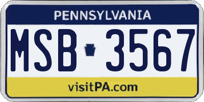 PA license plate MSB3567