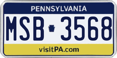 PA license plate MSB3568