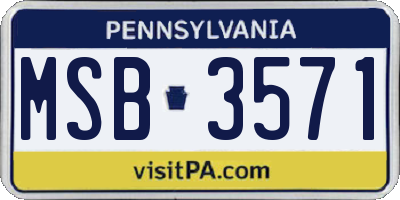 PA license plate MSB3571