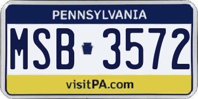 PA license plate MSB3572