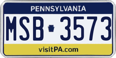 PA license plate MSB3573