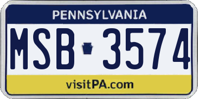 PA license plate MSB3574