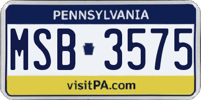 PA license plate MSB3575