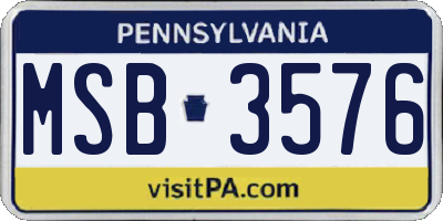 PA license plate MSB3576