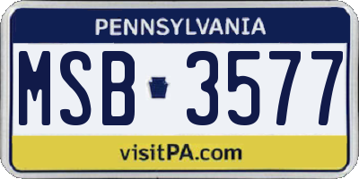PA license plate MSB3577