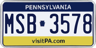 PA license plate MSB3578