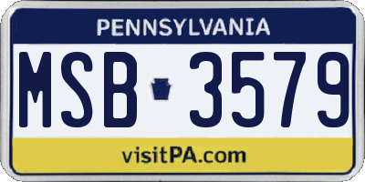 PA license plate MSB3579