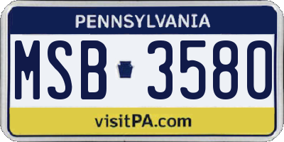 PA license plate MSB3580