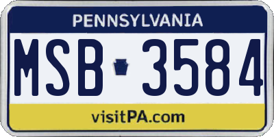 PA license plate MSB3584