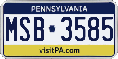 PA license plate MSB3585