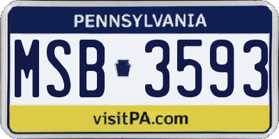 PA license plate MSB3593