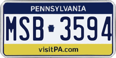 PA license plate MSB3594