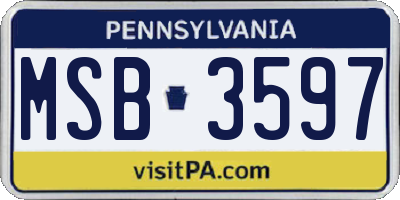 PA license plate MSB3597