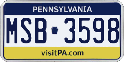 PA license plate MSB3598