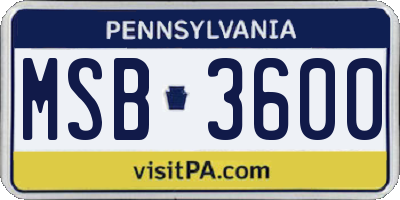 PA license plate MSB3600