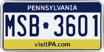 PA license plate MSB3601