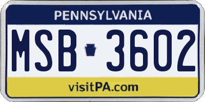 PA license plate MSB3602