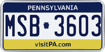 PA license plate MSB3603