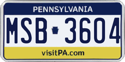 PA license plate MSB3604