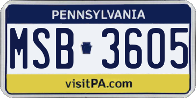 PA license plate MSB3605