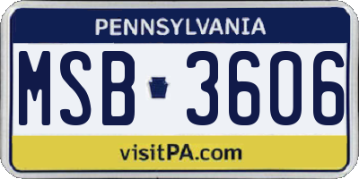 PA license plate MSB3606