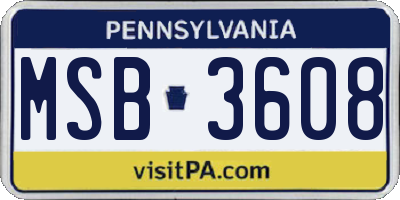 PA license plate MSB3608
