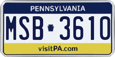PA license plate MSB3610