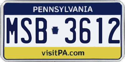 PA license plate MSB3612