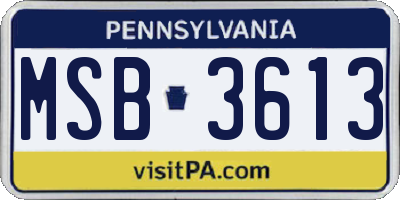 PA license plate MSB3613