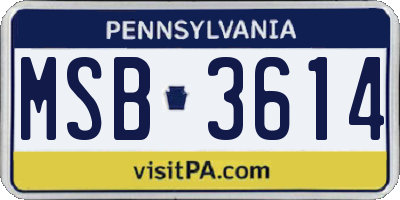 PA license plate MSB3614