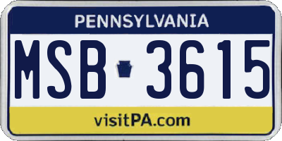 PA license plate MSB3615