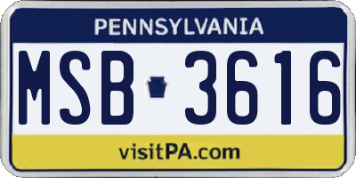 PA license plate MSB3616