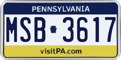 PA license plate MSB3617