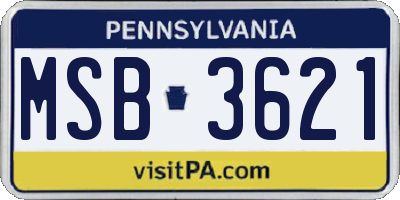 PA license plate MSB3621