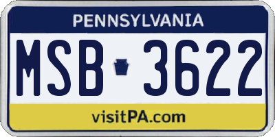PA license plate MSB3622