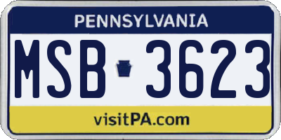 PA license plate MSB3623