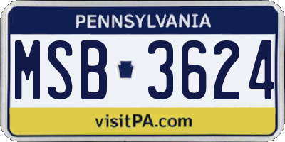 PA license plate MSB3624