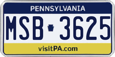 PA license plate MSB3625