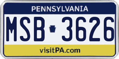 PA license plate MSB3626