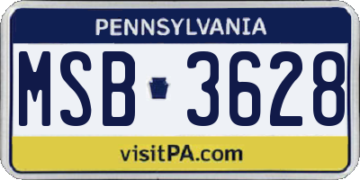 PA license plate MSB3628