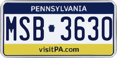 PA license plate MSB3630