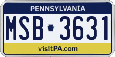 PA license plate MSB3631