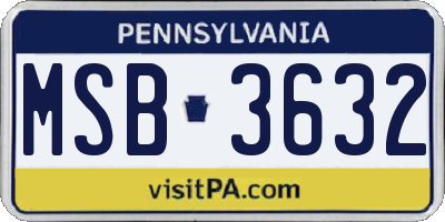 PA license plate MSB3632