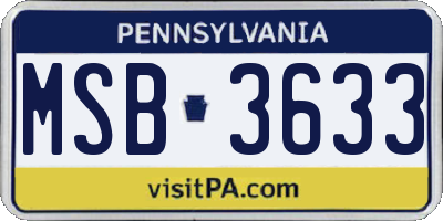 PA license plate MSB3633
