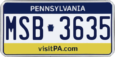 PA license plate MSB3635