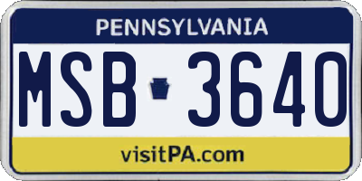 PA license plate MSB3640