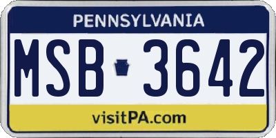 PA license plate MSB3642