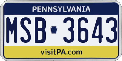 PA license plate MSB3643